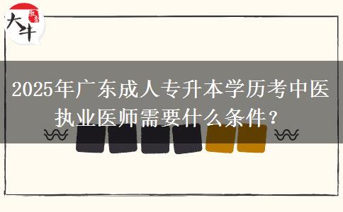 2025年廣東成人專升本學(xué)歷考中醫(yī)執(zhí)業(yè)醫(yī)師需要什么條件？