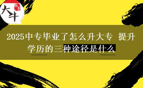 2025中專(zhuān)畢業(yè)了怎么升大專(zhuān) 提升學(xué)歷的三種途徑是什么