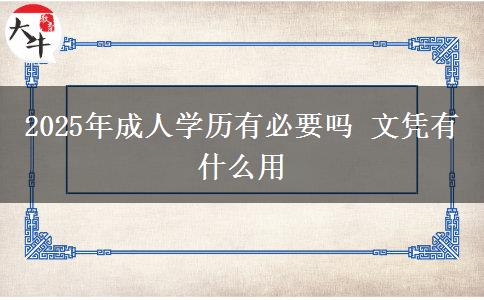 2025年成人學歷有必要嗎 文憑有什么用