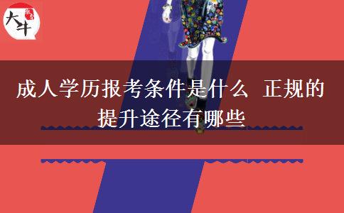 成人學(xué)歷報(bào)考條件是什么 正規(guī)的提升途徑有哪些