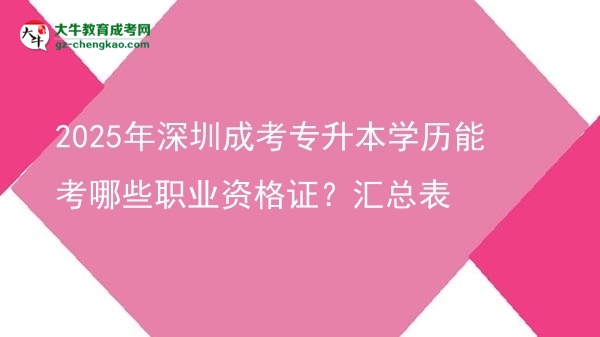 2025年深圳成考專升本學歷能考哪些職業(yè)資格證？匯總表圖片
